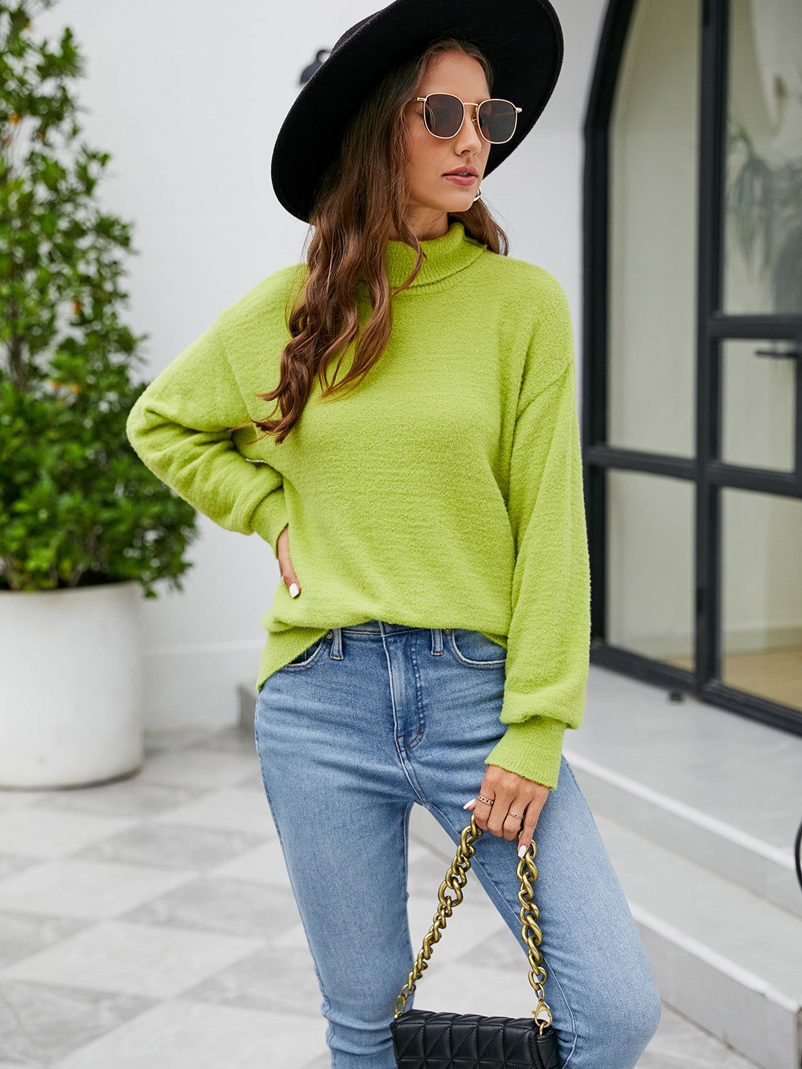 Turtleneck Dropped Shoulder Sweater - JDrop.Shop