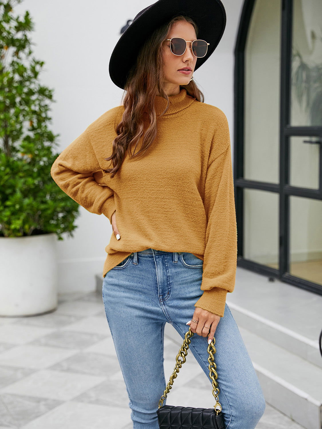 Turtleneck Dropped Shoulder Sweater - JDrop.Shop