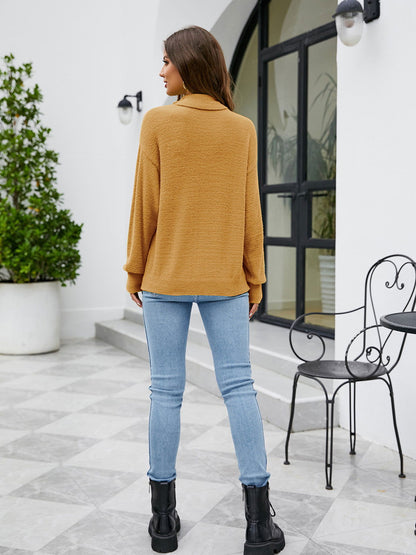 Turtleneck Dropped Shoulder Sweater - JDrop.Shop