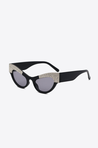 UV400 Rhinestone Trim Cat-Eye Sunglasses - JDrop.Shop