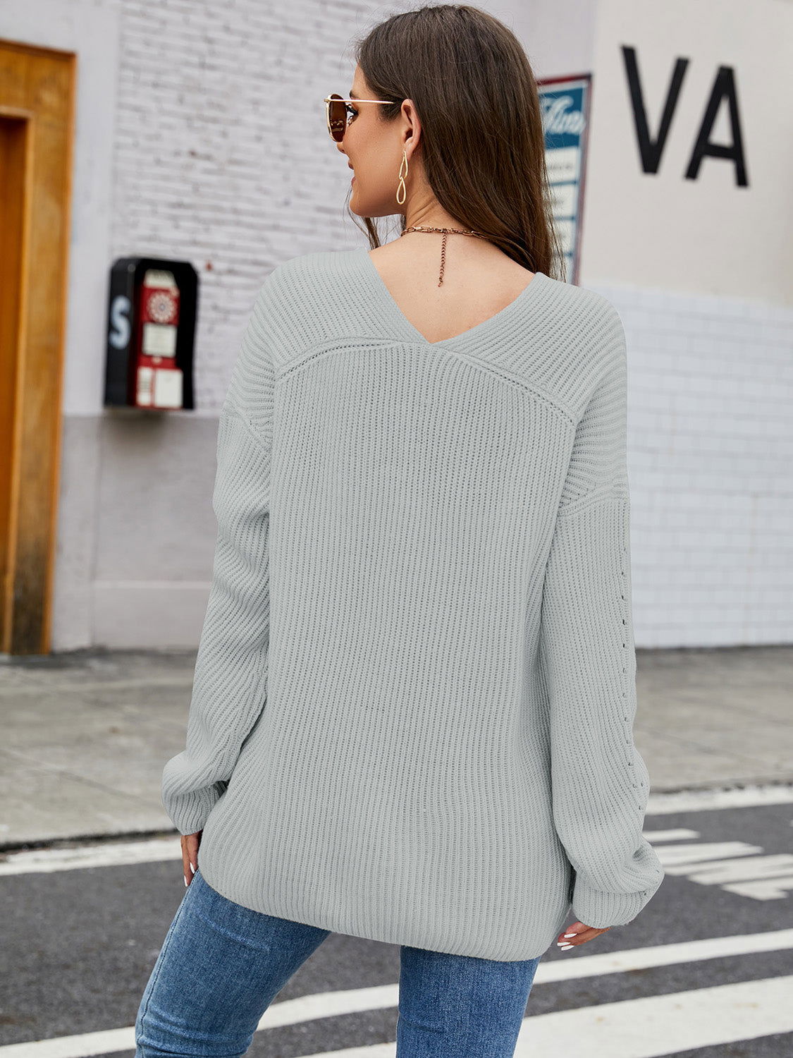 V-Neck Rib-Knit Top - JDrop.Shop