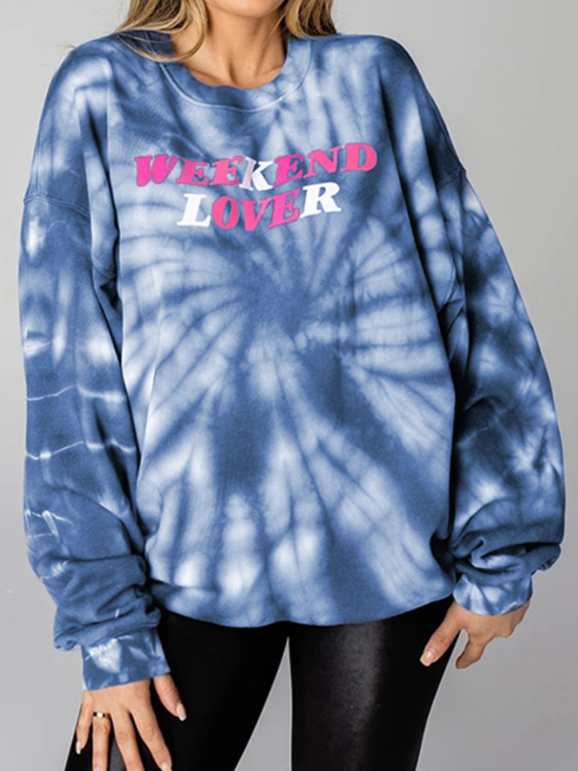 WEEKEND LOVER Graphic Tie-Dye Sweatshirt - JDrop.Shop