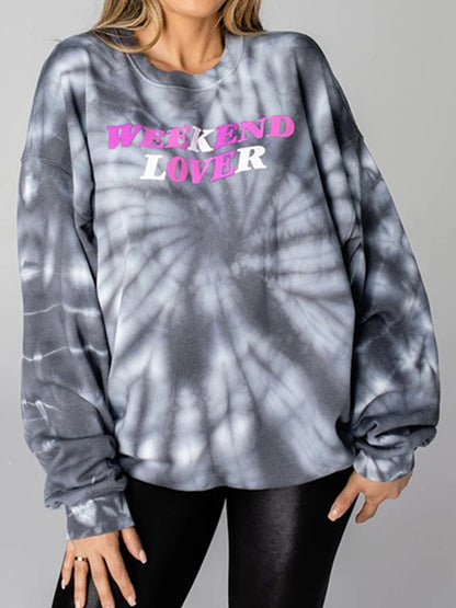 WEEKEND LOVER Graphic Tie-Dye Sweatshirt - JDrop.Shop