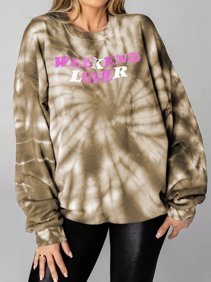 WEEKEND LOVER Graphic Tie-Dye Sweatshirt - JDrop.Shop