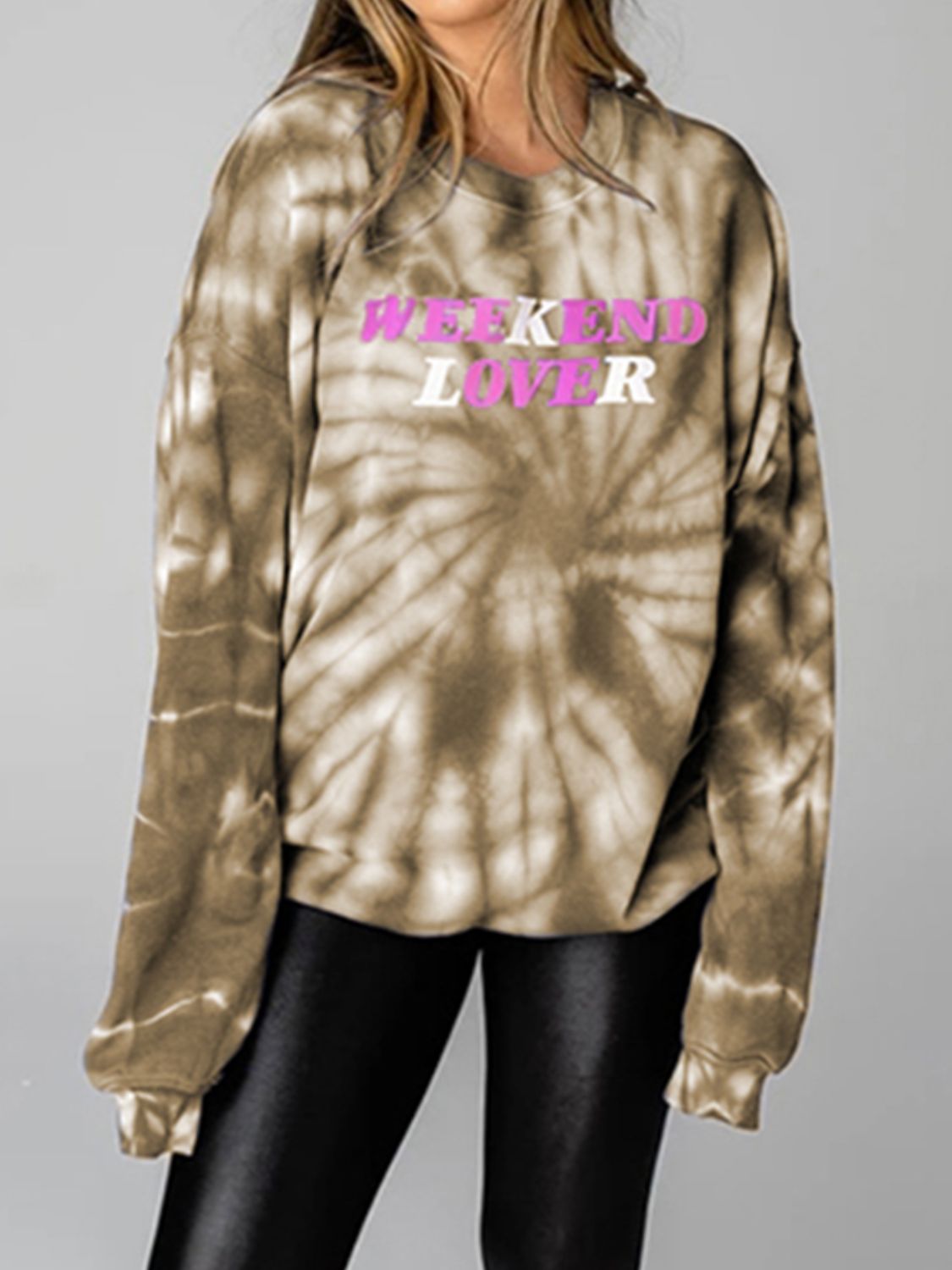 WEEKEND LOVER Graphic Tie-Dye Sweatshirt - JDrop.Shop