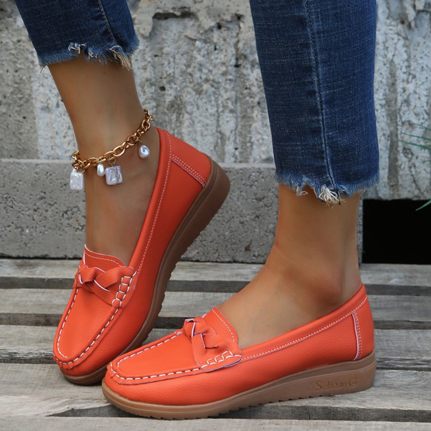 Weave Wedge Heeled Loafers - JDrop.Shop