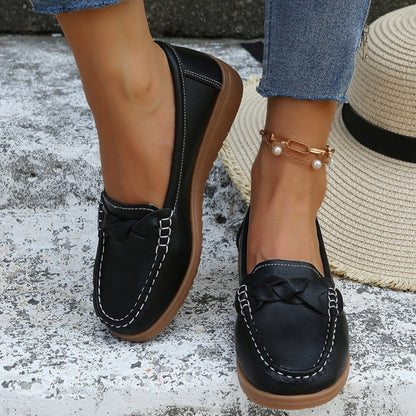 Weave Wedge Heeled Loafers - JDrop.Shop