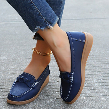 Weave Wedge Heeled Loafers - JDrop.Shop