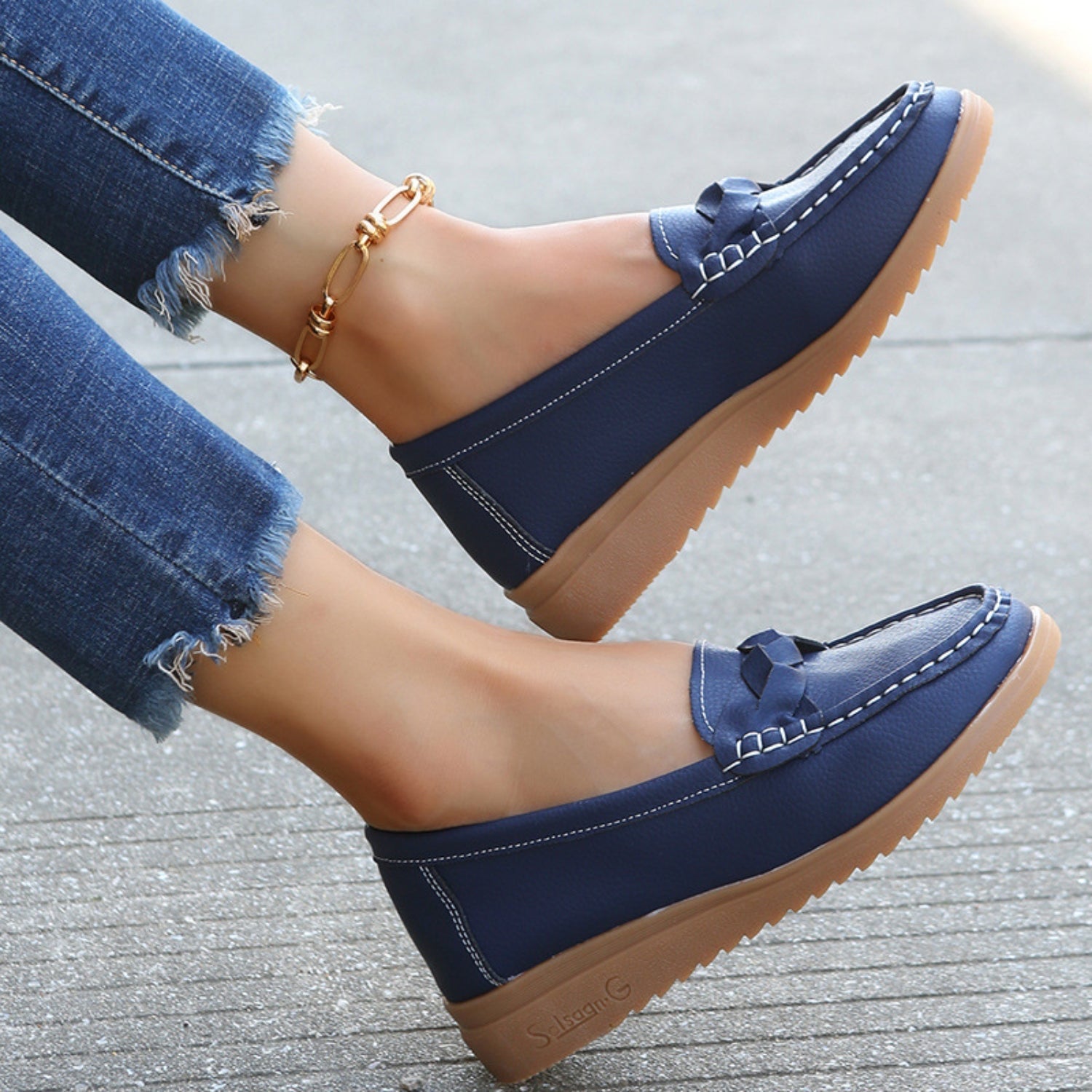 Weave Wedge Heeled Loafers - JDrop.Shop