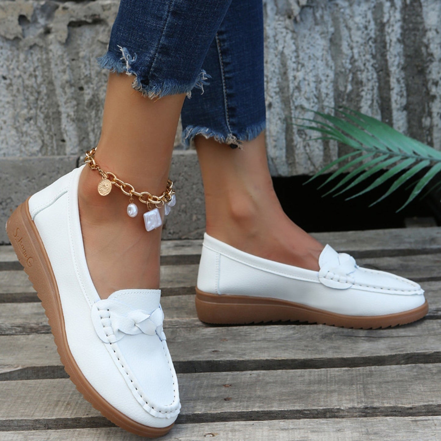 Weave Wedge Heeled Loafers - JDrop.Shop