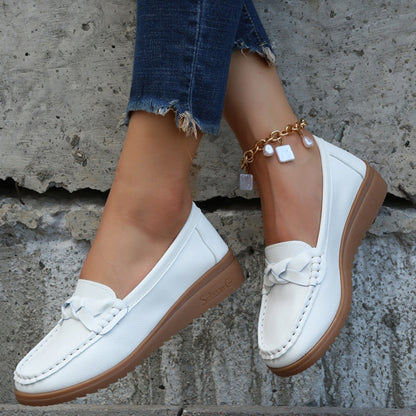 Weave Wedge Heeled Loafers - JDrop.Shop