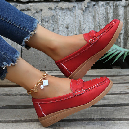 Weave Wedge Heeled Loafers - JDrop.Shop