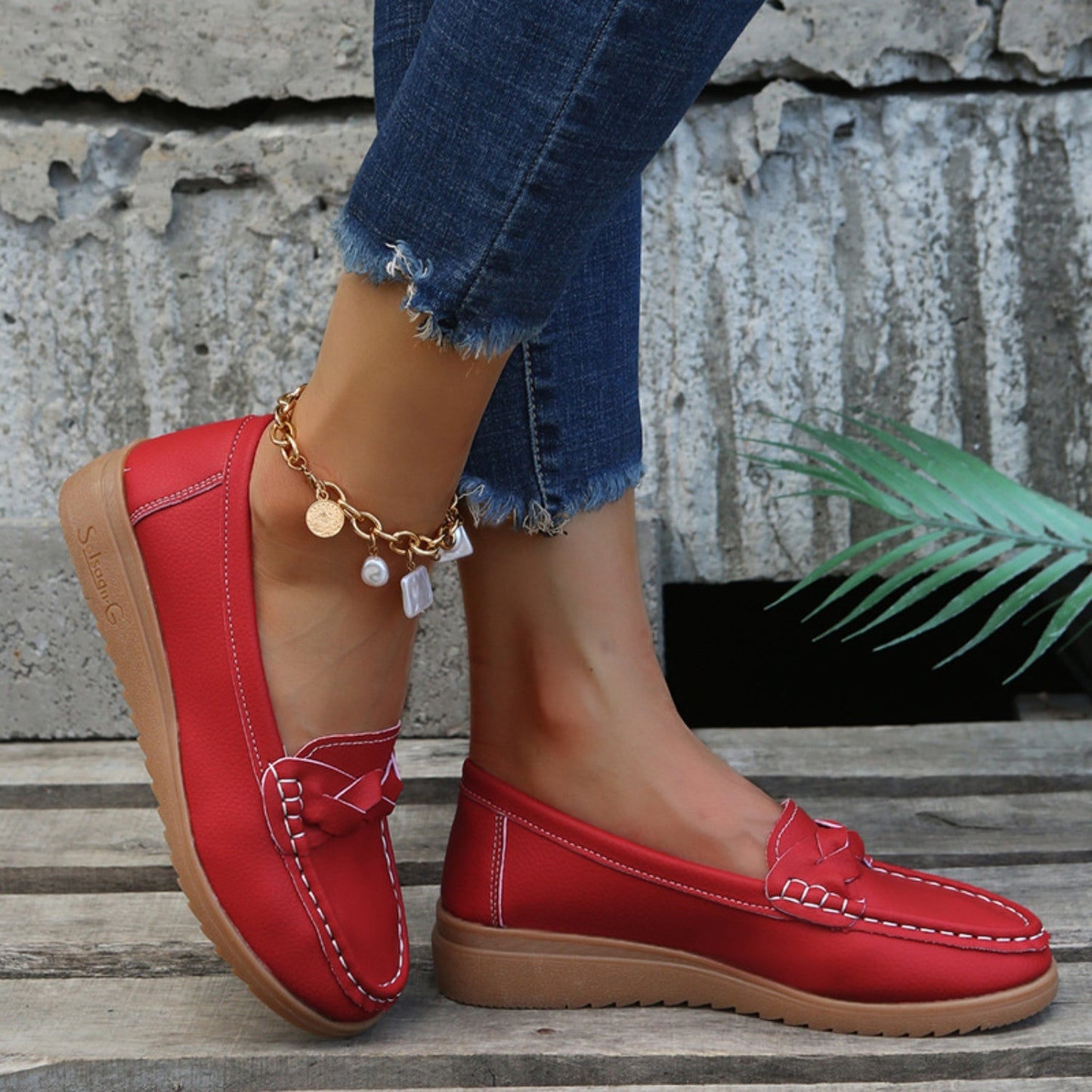 Weave Wedge Heeled Loafers - JDrop.Shop