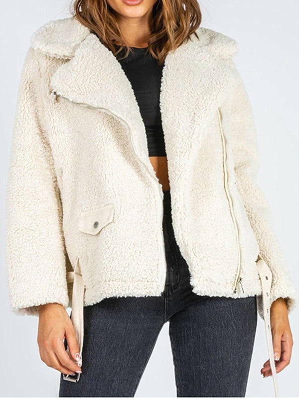 Zip-Up Belted Sherpa Jacket - JDrop.Shop