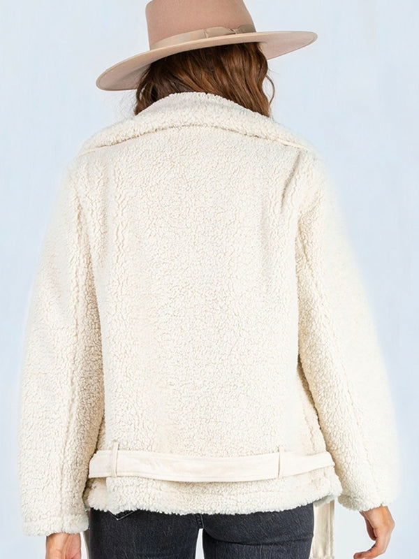 Zip-Up Belted Sherpa Jacket - JDrop.Shop