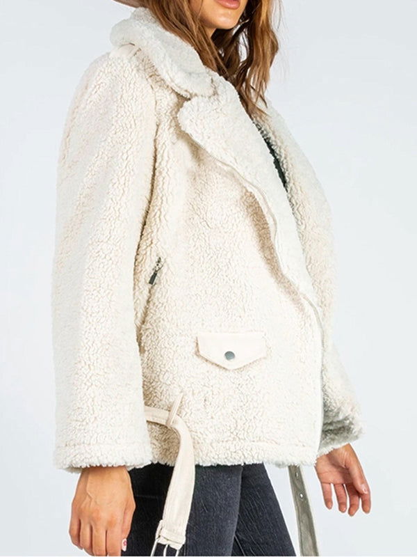 Zip-Up Belted Sherpa Jacket - JDrop.Shop