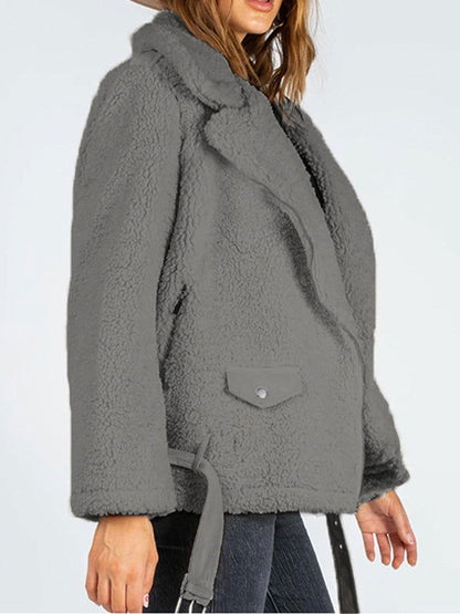 Zip-Up Belted Sherpa Jacket - JDrop.Shop