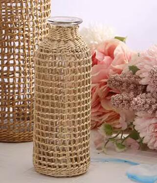 Handmade Straw Woven Glass Japanese Style Creative