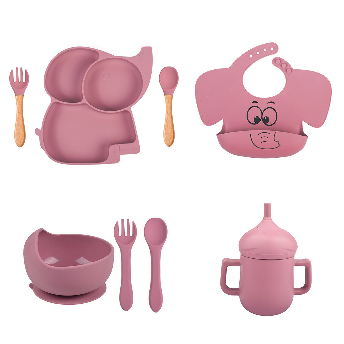 Children's Elephant Silicone Tableware Set