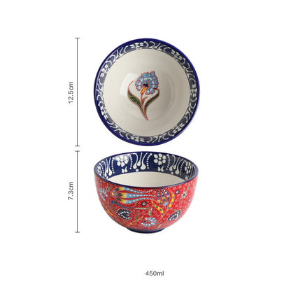 New Bohemian Hand-painted Household Ceramic Bowl