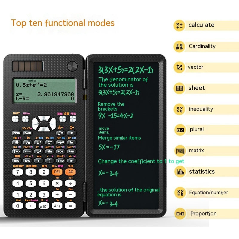 2 In 1 Foldable Scientific Calculator with Handwriting Tablet and Learning Function