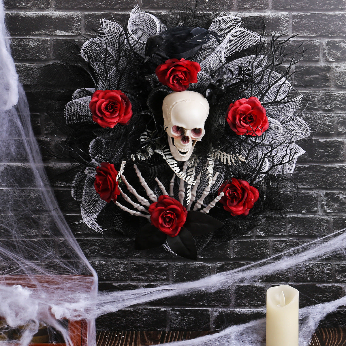 Halloween Red Rose Skull Garland