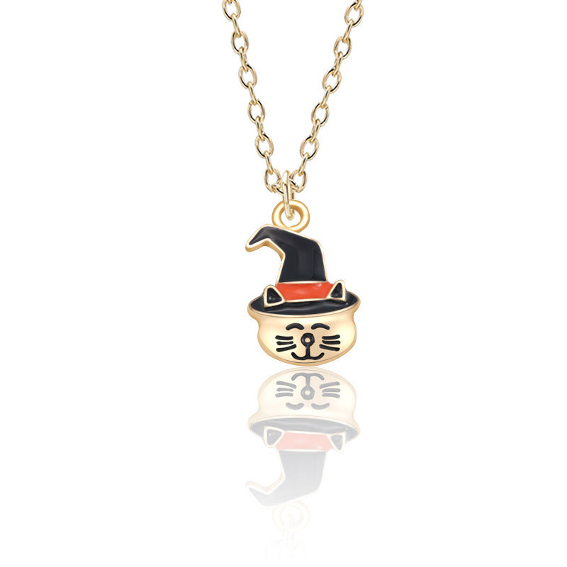 Halloween Pumpkin Cat Necklace