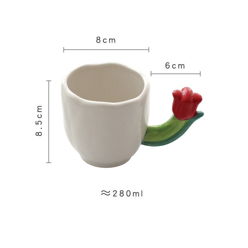 Ins Three Dimensional Small Flower Tulip Ceramic Spoon