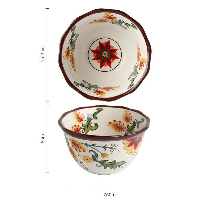 New Bohemian Hand-painted Household Ceramic Bowl