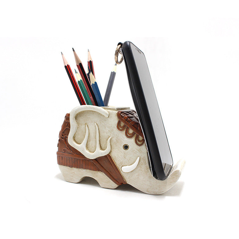 Fashion Resin Ornament Elephant Pen and Phone Holder