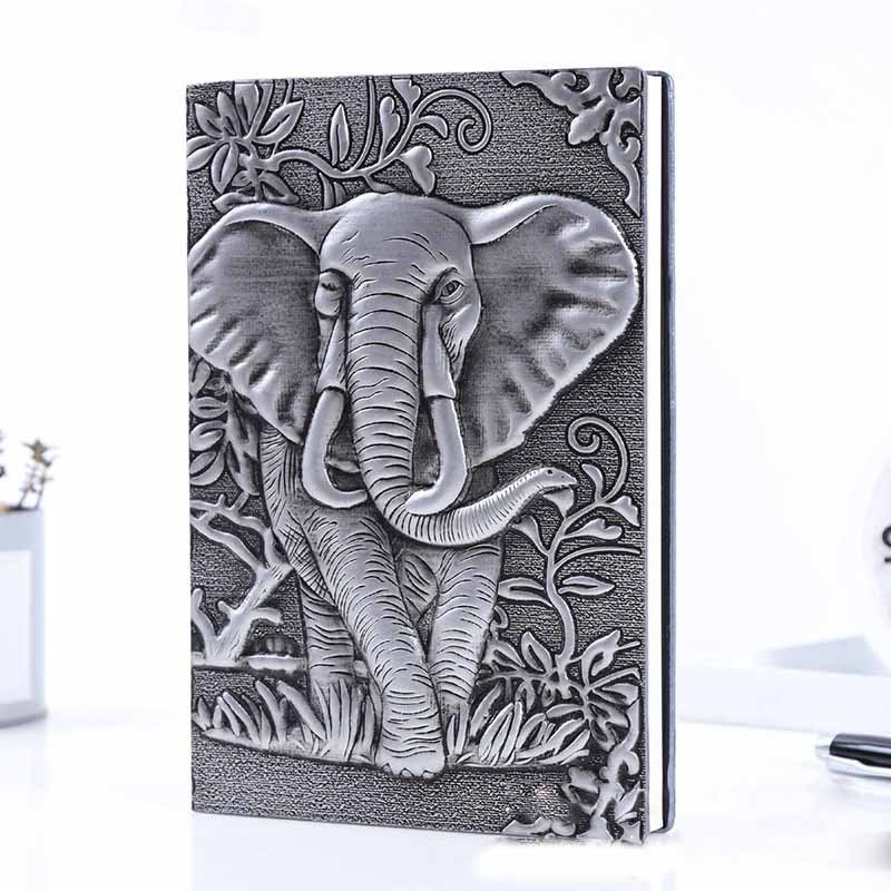 Creative PU Embossed Retro Elephant Notebook