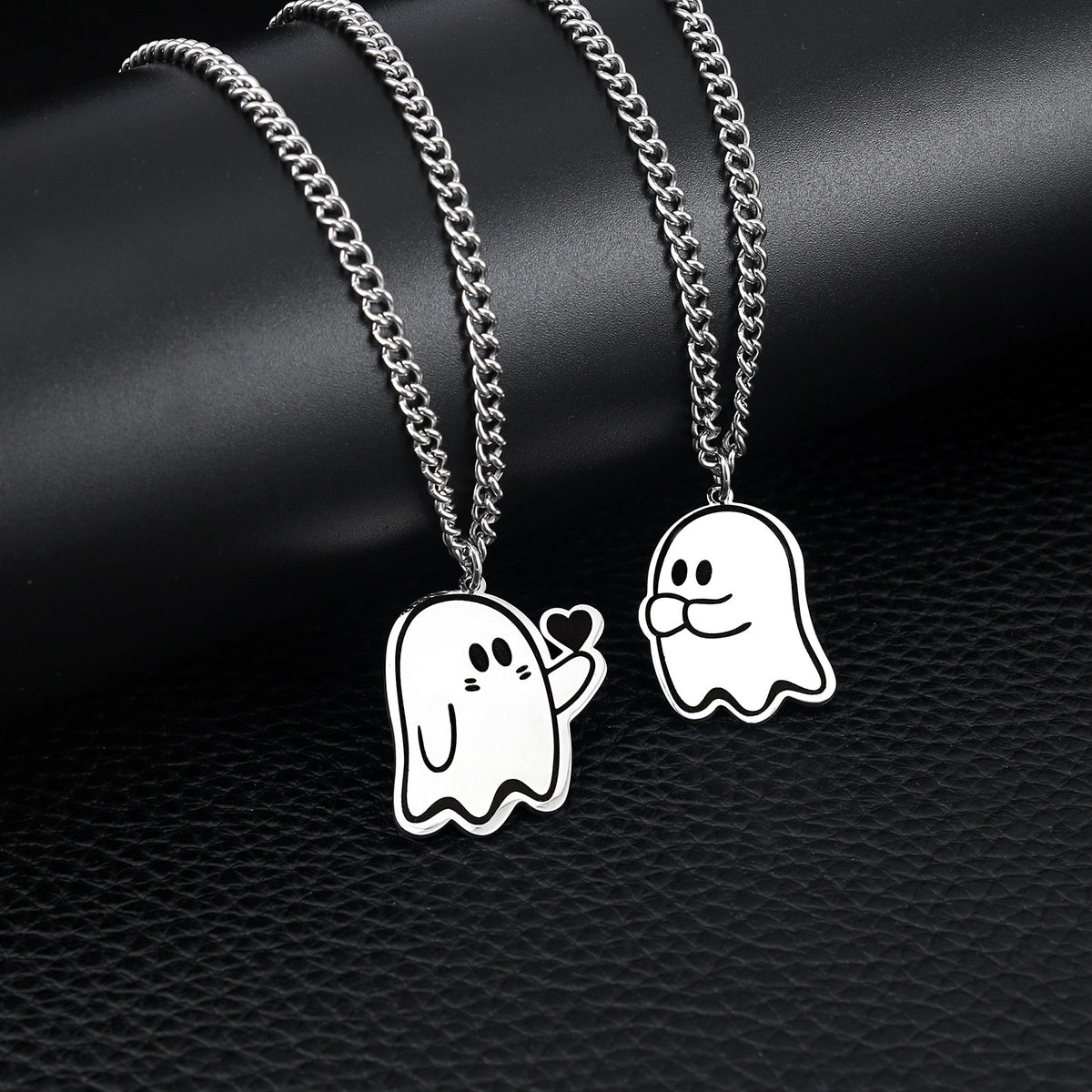 Cute Love Ghost Couple Necklace