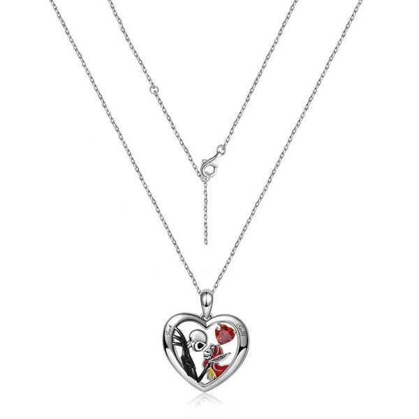 Nightmare Before Christmas Jack & Sally Heart Necklace