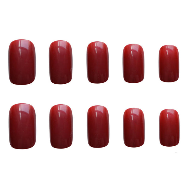 Jelly Red Fake Nails Wear Finished Product - JDrop.Shop