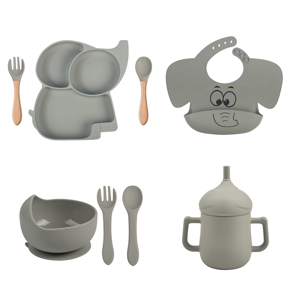 Children's Elephant Silicone Tableware Set