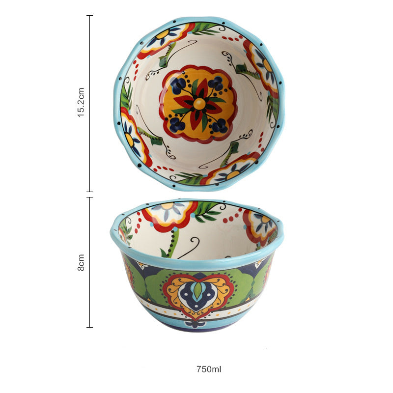 New Bohemian Hand-painted Household Ceramic Bowl