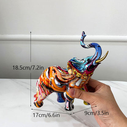 Colorful Water Transfer Printed Elephant Ornaments