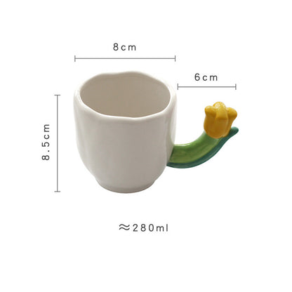 Ins Three Dimensional Small Flower Tulip Ceramic Spoon