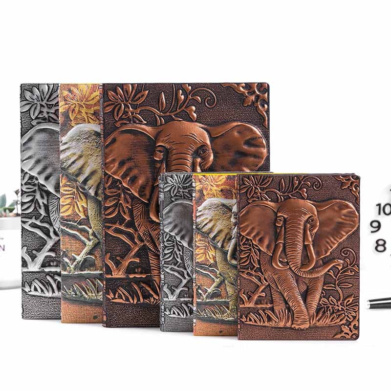 Creative PU Embossed Retro Elephant Notebook