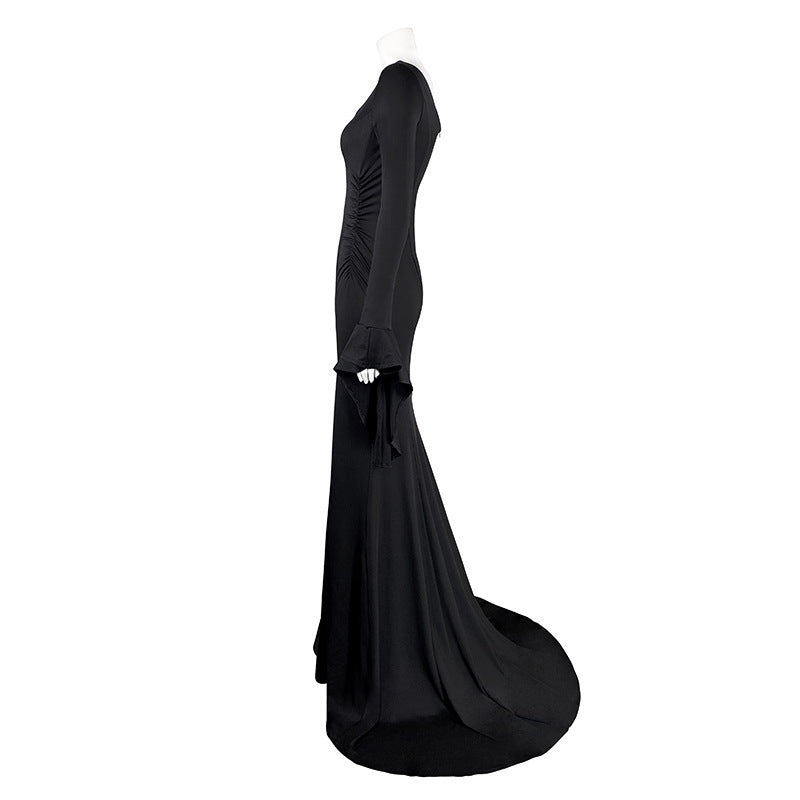 Adam's Family Morticia Black Dress  Halloween Costume