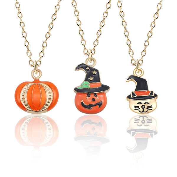 Halloween Pumpkin Cat Necklace