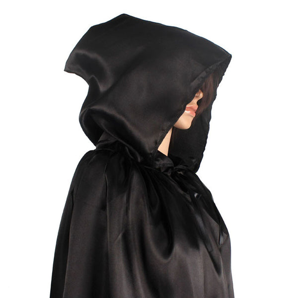 Halloween Black Hooded Magic Cloak