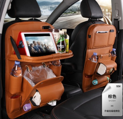 Car Waterproof PU Leather Multifunction Seat Hanging Organizer and Tray