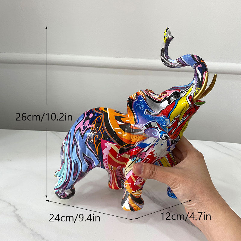 Colorful Water Transfer Printed Elephant Ornaments