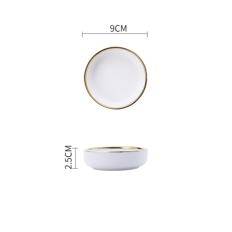 Silver Light Luxury Ceramic Dinnerware With Gold Edge And Silver Edge