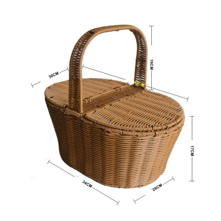 Woven Shopping Basket Square Outdoor Picnic Storage