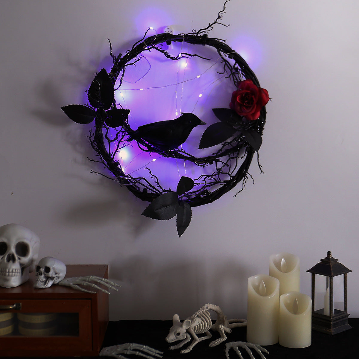 Halloween Glowing Black Crow Garland