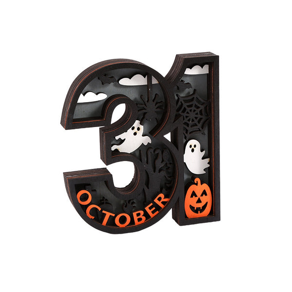 Halloween Ghost LED Wooden Decoration