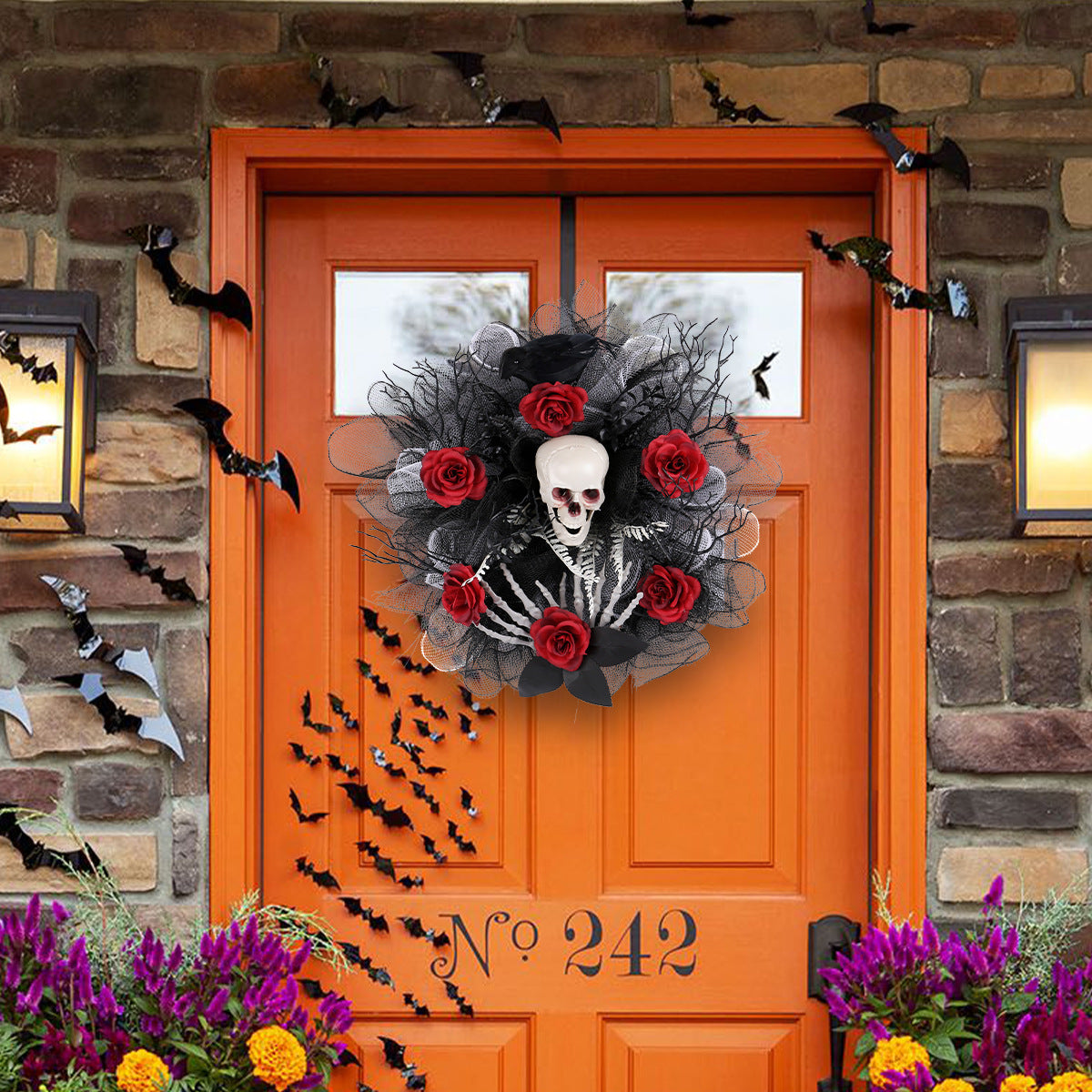 Halloween Red Rose Skull Garland