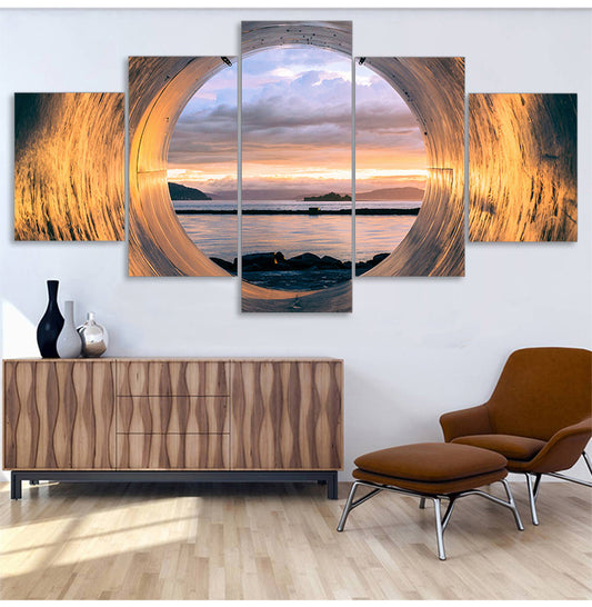 Poster Art Painting Home Decor Sunset Tube Seascape Frame Living Room Canvas